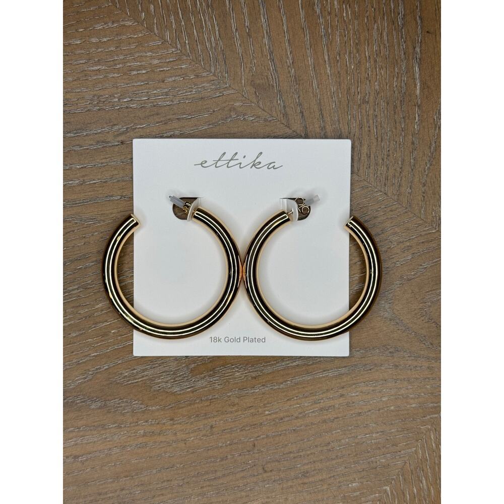 Ettika 18k Gold Plated Large Hoop Earrings Designer LA Statement Hoops
